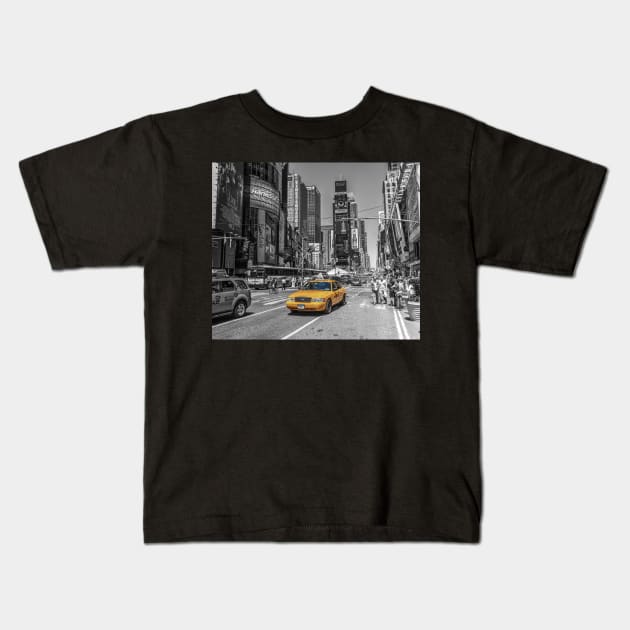 New York, Times Square Taxi Kids T-Shirt by tommysphotos
